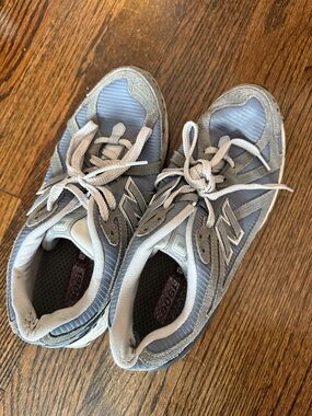 New Balance Light Gray and Light Blue Athletic Sneakers
